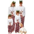 thumbnail image 1 of GRNSHTS Matching Family Pajamas Sets Christmas Matching Holiday Pjs Letter Print Top and Plaid Pants Sleepwear (White-4/5T), 1 of 8