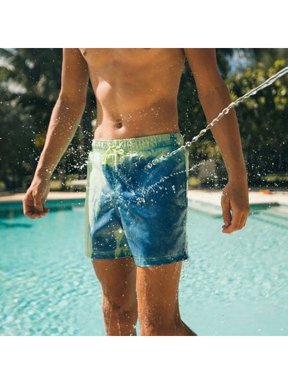 Men Summer Beach Shorts Temperature Sensitive Color Changing Swim Trunks Drawstring Quick Dry Water Sports Pants
