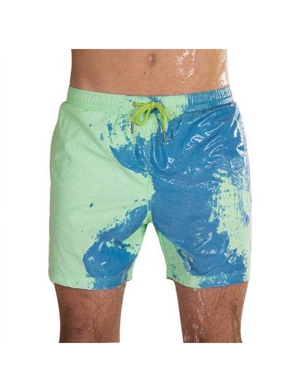 Men Temperature Sensitive Color Changing Drawstring Swimming Trunks Beach Shorts