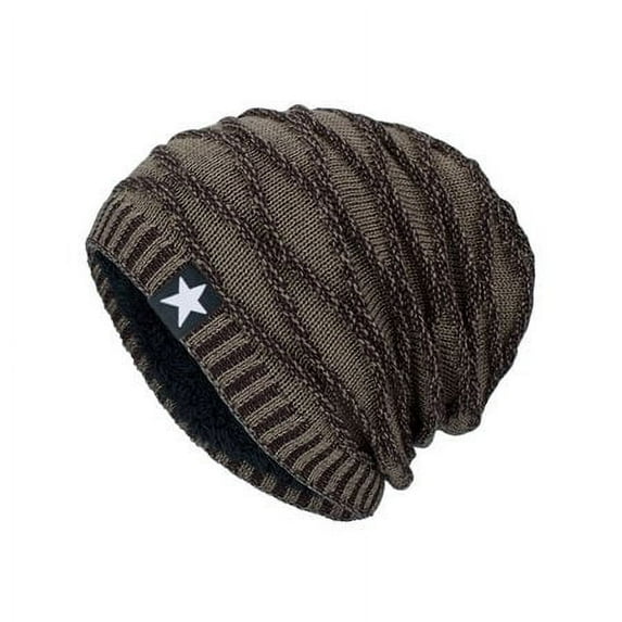 GRNSHTS Mens Unisex Knit Winter Beanie Ski Hat Skull Cap Fleece Lined Warm Slouch Cap (Khaki)