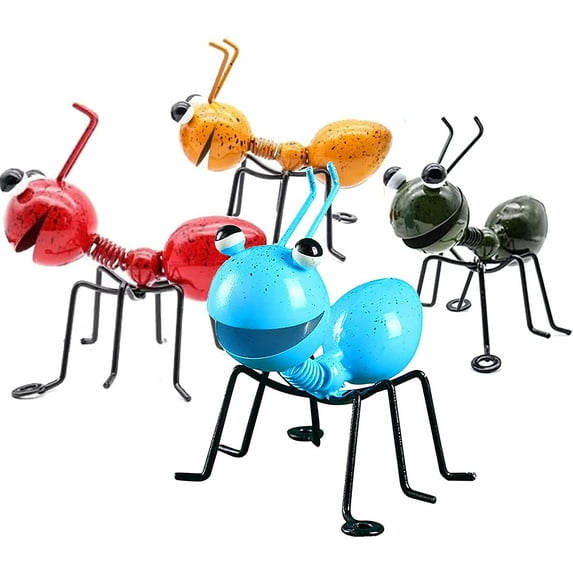 GRNSHTS Metal Ant Garden Yard Decor Outdoor Wall Art Decorations - Ants Decor Sculptures Ornaments Gifts for Outside Fence Backyard Lawn Tree Porch, Set of 4