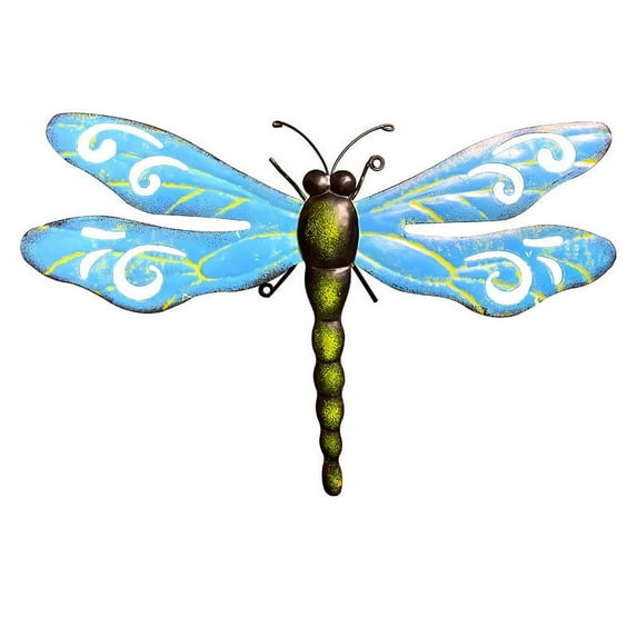 GRNSHTS Metal Dragonfly Wall Decor Outdoor Garden Fence Art,Hanging Decorations for Living Room, Bedroom,Garden (Blue)