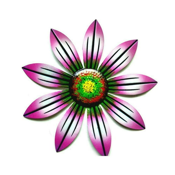 GRNSHTS Metal Flower Wall Art Sculpture Outdoor Hanging Ornament for Garden Decor (Pink)