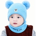 thumbnail image 1 of GRNSHTS Newborn Infant Kids Baby Boy Girl Pom Hat Winter Warm Knit Bobble Beanie Cap Scarf Set, 1 of 8