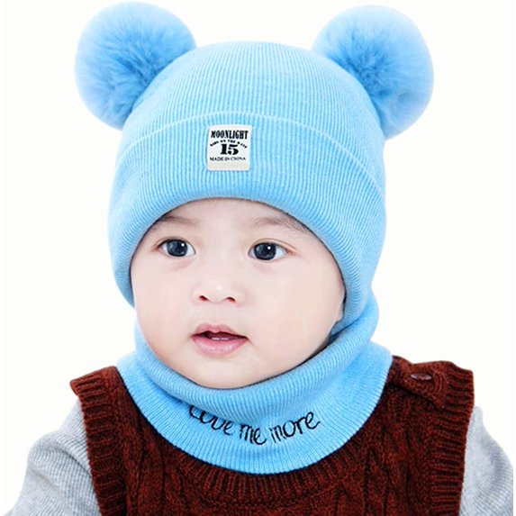 GRNSHTS Newborn Infant Kids Baby Boy Girl Pom Hat Winter Warm Knit Bobble Beanie Cap Scarf Set