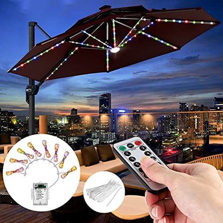 bistro lights for patio umbrella Yescom Solar with Remote 9-10ft 8-Rib (4.75ft) powered by a discreet solar panel Install String Lights On Your