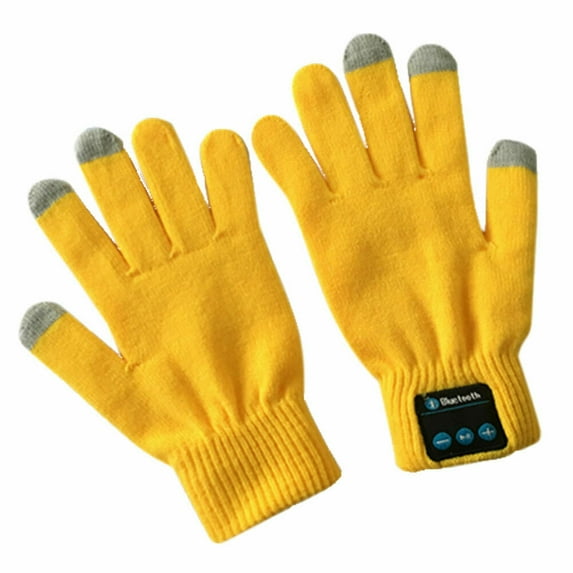 GRNSHTS Rechargeable Wireless Bluetooth Gloves, Winter Warm Gloves, Smart Wireless Bluetooth Talking Touchscreen Gloves for Outdoor Sports With Built-in Mic, Unique Tech Gifts (Yellow)