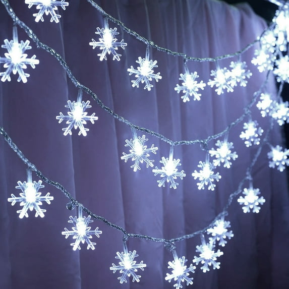 GRNSHTS Snowflake Christmas Lights, 10FT 20LED String Lights,Waterproof Fairy Lights for Room Decorations, Outdoor Indoor Patio Decor,White
