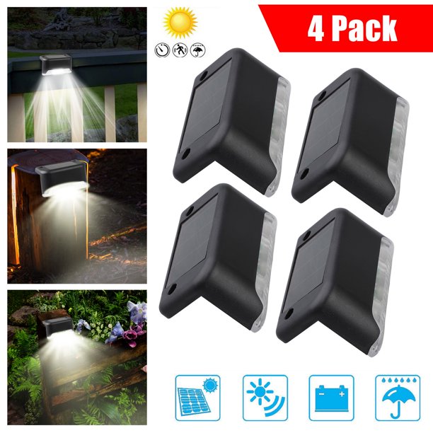 GRNSHTS Solar Deck Lights Outdoor, 4 Pack Solar Step Lights LED