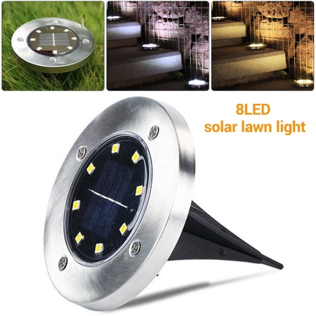 GRNSHTS Solar Ground Light 8 LED Outdoor Landscape Lighting Lawn Lamp IP65 Waterproof Solar Powered Light for Yard Garden Deck Patio Pathway Walkway (White Light)