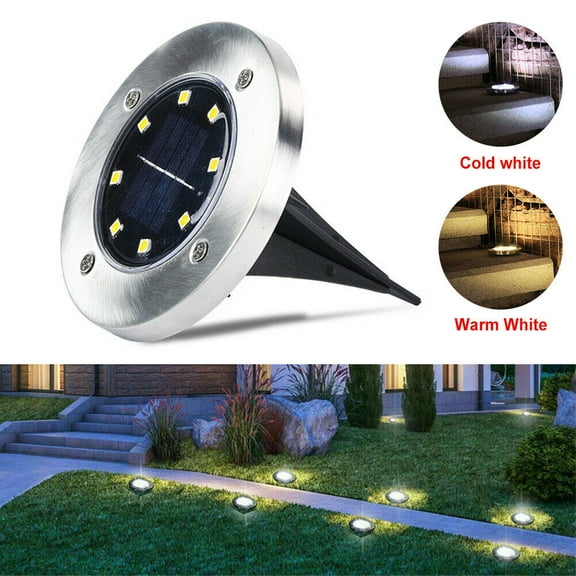 GRNSHTS Solar Ground Lights, 8 LED Solar Garden Lamp Waterproof In-Ground Outdoor Landscape Lighting for Patio Pathway Lawn Yard Deck Driveway Walkway (Warm White Light)