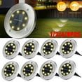 thumbnail image 1 of GRNSHTS Solar Ground Lights 8 LED, IP68 Waterproof Solar Garden Lights Outdoor, LED Solar Powered Disk Lights, Solar Landscape Lighting for Walkway Driveway Path Yard Patio Lawn (4pcs Warm White), 1 of 8