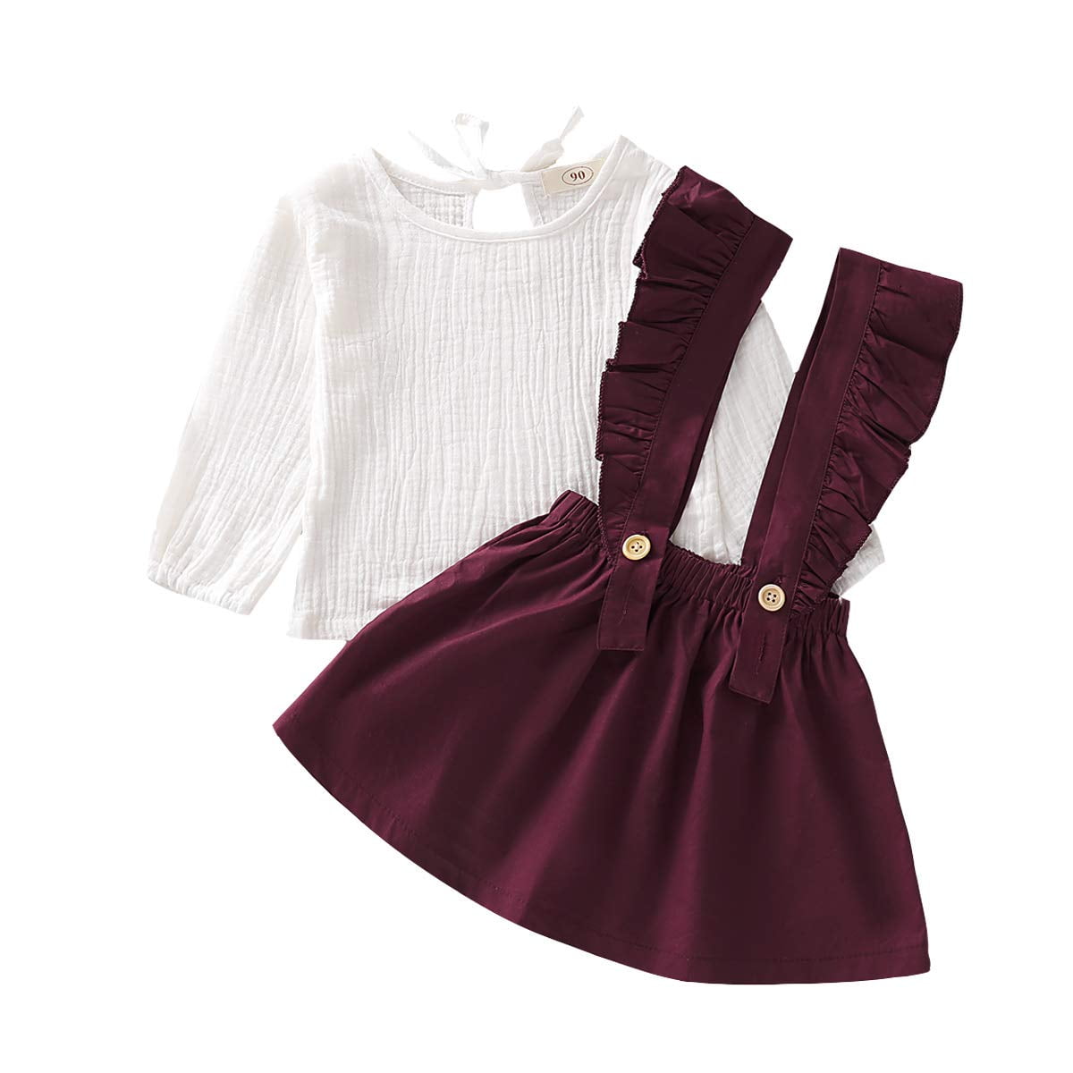 GRNSHTS Toddler Baby Girl Skirt Set Ruffle Long Sleeve T Shirts+ ...
