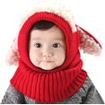 thumbnail image 1 of GRNSHTS Toddler Baby Girls Boys Winter Hat with Scarf Earflap Hood Skull Caps Age for 6 Months to 3 Years Olds (Red), 1 of 7