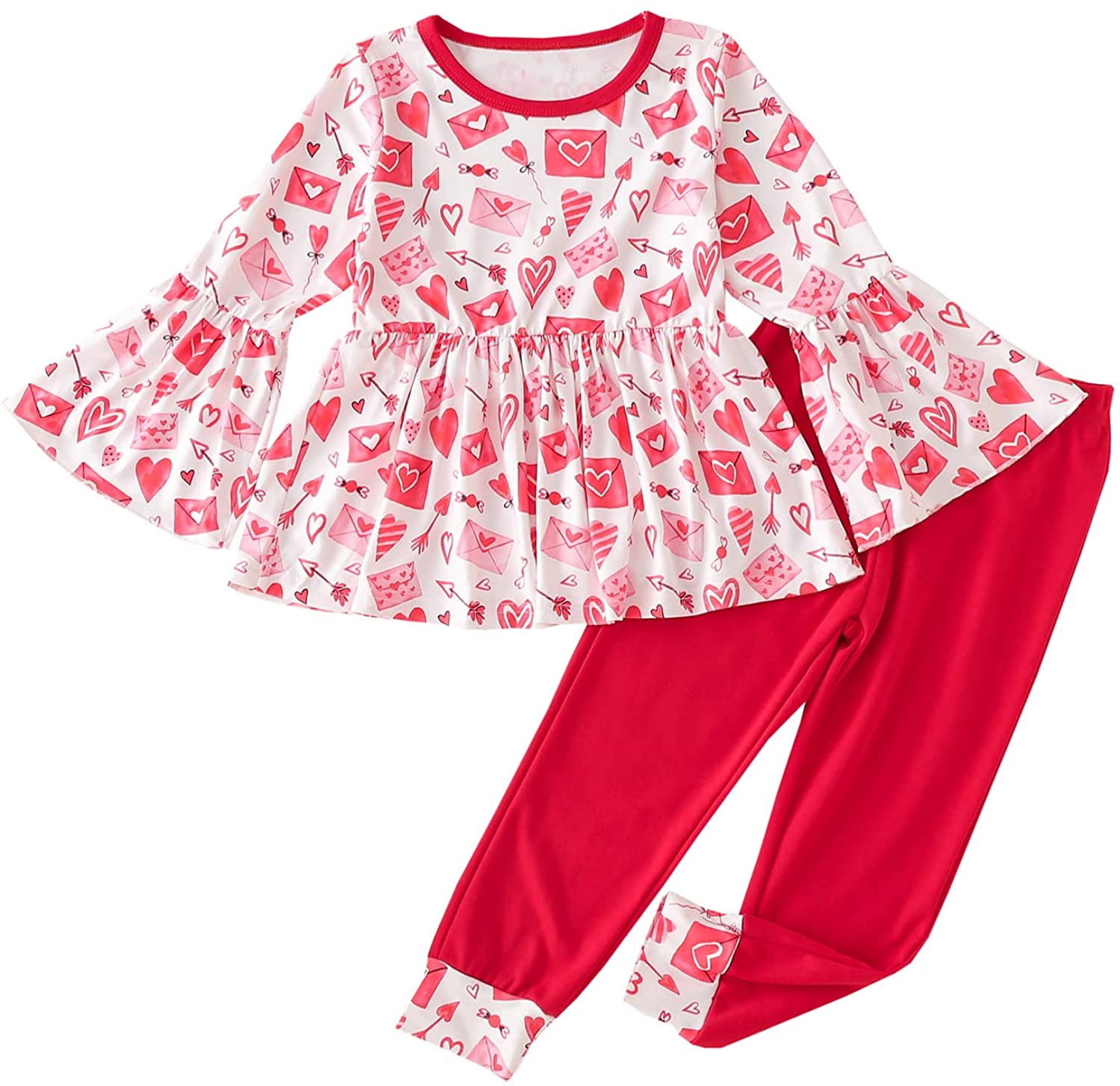 GRNSHTS Toddler Baby Girls Valentine's Day Outfits Kids Long Sleeve