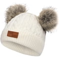 thumbnail image 1 of GRNSHTS Toddler Infant Baby Beanie Hat Double Pom Pom Beanies Knit Winter Hat Caps for Boys Girls White, 1 of 8