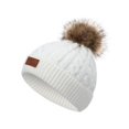 thumbnail image 1 of GRNSHTS Toddler Kids Boys Girls Winter Hats Warm Knitted Crochet Beanie Plain Pom Caps (White), 1 of 5