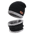 thumbnail image 1 of GRNSHTS Toddler Kids Boys Girls Winter Warm Fleece Lined Knit Beanie Hat Cap and Scarf Set Black, 1 of 5