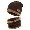 thumbnail image 1 of GRNSHTS Toddler Kids Boys Girls Winter Warm Fleece Lined Knit Beanie Hat Cap and Scarf Set Coffee, 1 of 10