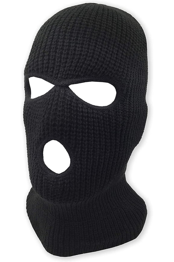 Unisex 3 Hole Winter Knitted Mask, Outdoor Sports Full Face Cover Ski Mask Warm Knit Balaclava for Adult (Black)