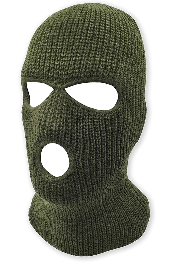 Unisex 3 Hole Winter Knitted Mask, Outdoor Sports Full Face Cover Ski Mask Warm Knit Balaclava for Adult (Olive)