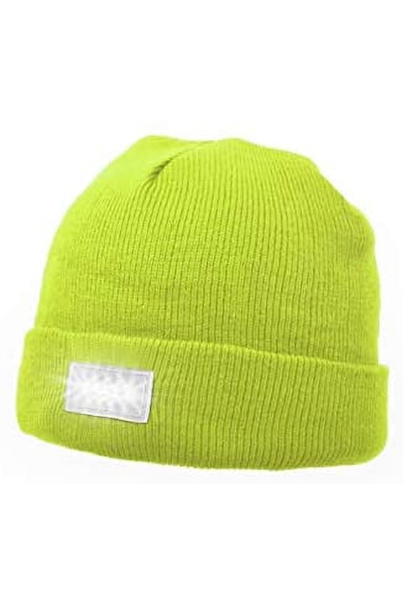 Unisex Beanie Hat with Light - 5 Bright Integrated LEDs Headlamp - Great for Men Women Camping, Sports, Jogging, Walking, Grilling, Outdoor Activities, Party, Holiday (Fluorescent Yellow)