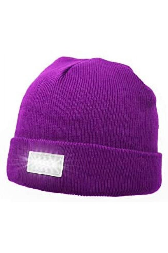 Unisex Beanie Hat with Light - 5 Bright Integrated LEDs Headlamp - Great for Men Women Camping, Sports, Jogging, Walking, Grilling, Outdoor Activities, Party, Holiday (Purple)
