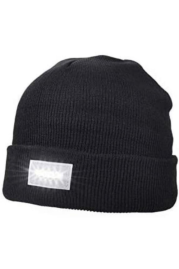 Unisex Beanie Hat with Light - 5 Bright Integrated LEDs Headlamp - Great for Men Women Camping, Sports, Jogging, Walking, Grilling, Outdoor Activities, Party, Holiday (Black)