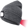 thumbnail image 1 of GRNSHTS Unisex LED Beanie Hat with Light, Gifts for Men Dad Him Women USB Rechargeable Winter Knit Lighted Headlight Headlamp Cap Flashlight Hat with 3 Brightness Levels Lighting and Flashing (Gray), 1 of 11