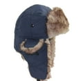 thumbnail image 1 of GRNSHTS Unisex Men Women Faux Fur Lined Trapper Hat Warm Windproof Winter Russian Hat Navy Blue, 1 of 7