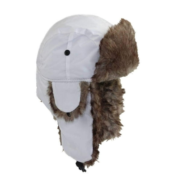 GRNSHTS Unisex Men Women Faux Fur Lined Trapper Hat Warm Windproof Winter Russian Hat White