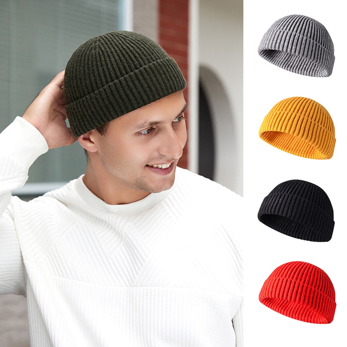 meer. メーア　ビーニー　ニット帽　帽子　WOOL KNIT BEANIE GRNSHTS Unisex Warm Wool Short Knit Fisherman Beanie for Men Women