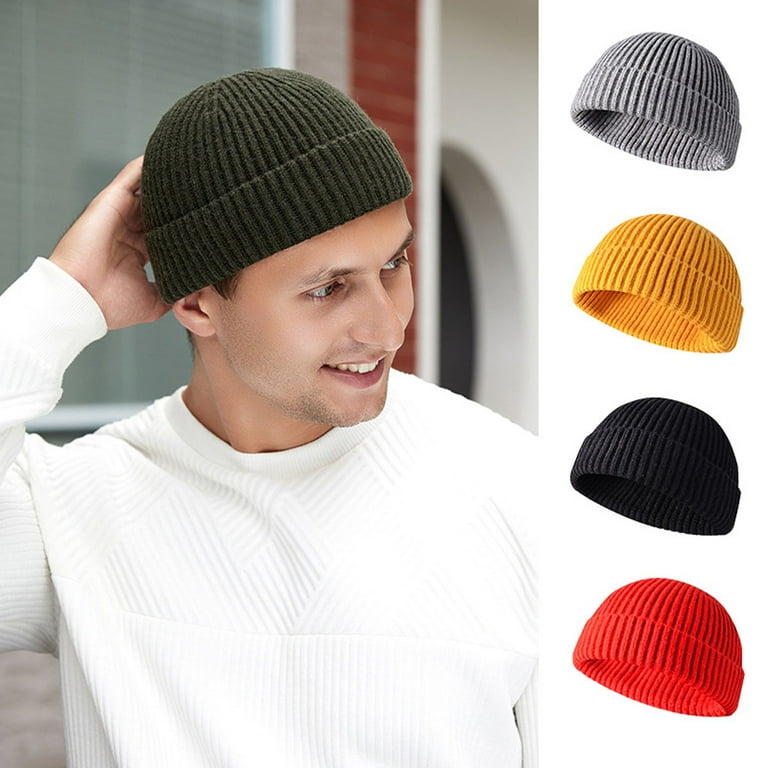 GRNSHTS Unisex Warm Wool Short Knit Fisherman Beanie for Men Women