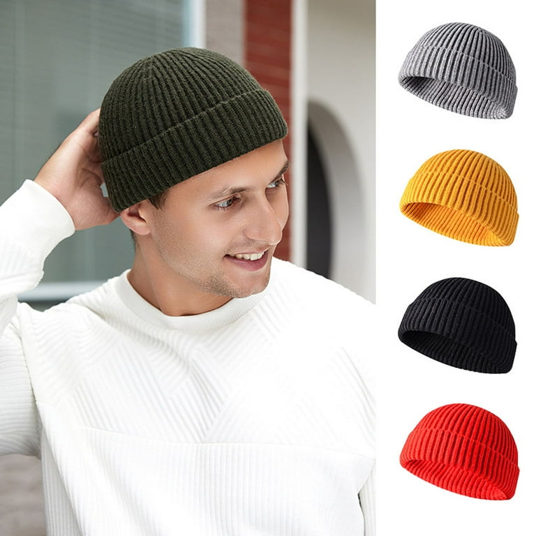 GRNSHTS Unisex Warm Wool Cuffed Short Knit Fisherman Beanie for Men Women  Winter Hat (Orange) | Beanies