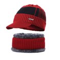 thumbnail image 1 of GRNSHTS Winter Beanie Hat Scarf Set,2PCS Knit Winter Warm Beanies Hat Thick Fleece Lined Winter Skull Cap Scarf for Men Boys (Wine Red), 1 of 6