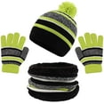 thumbnail image 1 of GRNSHTS Winter Kids Hat Scarf Gloves Set Knit Fleece Lined Beanie Neck Warmer Mittens for Toddler Boys Girls 3-8 Years (Green), 1 of 6