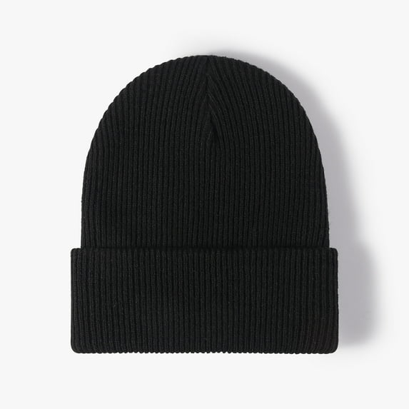 GRNSHTS Winter Knit Beanie for Men Women Unisex Warm Long Cuffed Plain Skull Cap (Black)