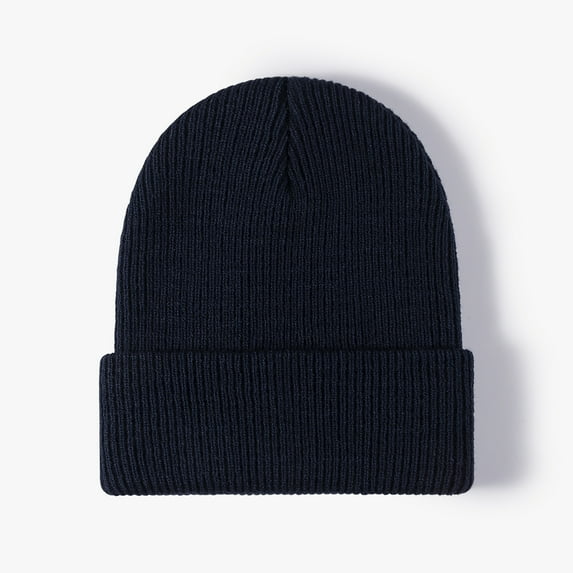 GRNSHTS Winter Knit Beanie for Men Women Unisex Warm Long Cuffed Plain Skull Cap (Navy Blue)