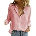 thumbnail image 1 of GRNSHTS Women Long Sleeve V Neck Baggy Loose Cotton Tops T Shirts Plus Size Ladies Thin Button Linen Tunic Blouse Loose Slim Fit OL Office Work Tee Tops Shirt, 1 of 3