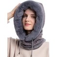 thumbnail image 1 of GRNSHTS Women One Piece Slouchy Fleece Beanie Hats Scarf Mask Drawstring Warm Hooded Winter Balaclava Pullover Knitted Hat (Grey), 1 of 11