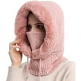 thumbnail image 1 of GRNSHTS Women One Piece Slouchy Fleece Beanie Hats Scarf Mask Drawstring Warm Hooded Winter Balaclava Pullover Knitted Hat (Pink), 1 of 11