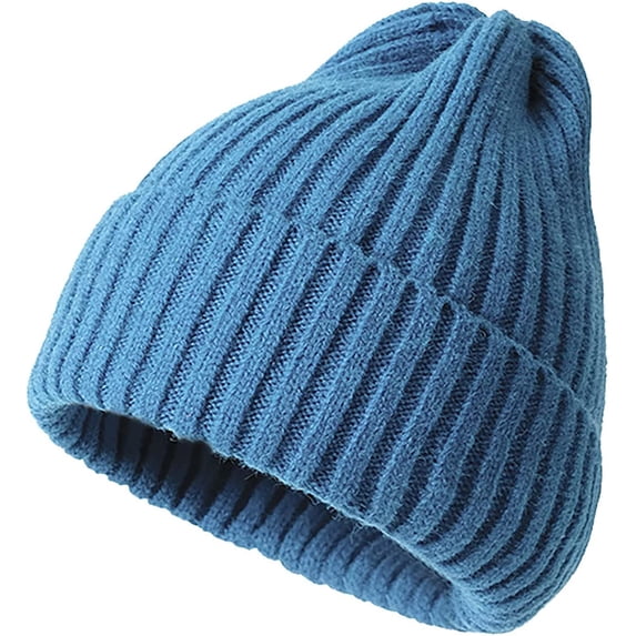 GRNSHTS Women‘s Knitted Beanie Winter Thick Solid Beanie Hats for Women Men Unisex Warm Cuffed Skull Cap (Sky Blue)