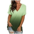 thumbnail image 1 of GRNSHTS Womens Tops Graphic Tees Women'S Fashion Casual Gradient V-Neck Short Sleeve Loose T-Shirt Tops, 1 of 8