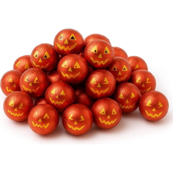 GROBITS Milk Chocolate Halloween Pumpkins, 60 Pack Foil Wrapped Treats