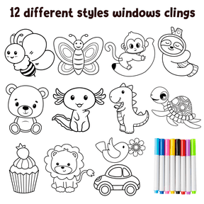 GROBRO7 20 Pack Static Cling Window Stickers Set Cartoon Animal Decals for Classroom Party Decoration