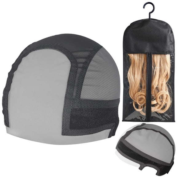 GROBRO7 Hairband Mesh Cap,Lace Velvet Wig Grip Cap to Hold Wig in Place ,Black