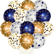 GROBRO7 36 Pieces 12 Inch Latex Balloon for Birthday Decoration, Blue and Gold