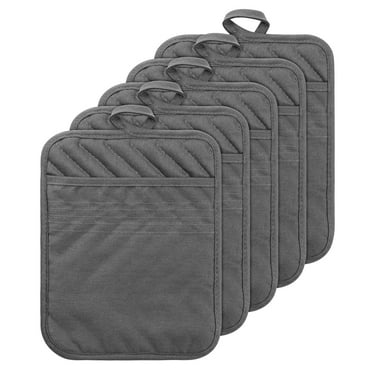 GROBRO7 5Pack Cotton Pocket Pot Holder Set Kitchen Heat Resistant Potholder Machine Washable Terry Cloth Potholders Bulk