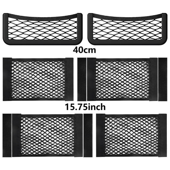 GROBRO7 8Pcs 40cm RV Storage Net Pocket Set Black Polyester Organizer Pouch for Car Wall Home