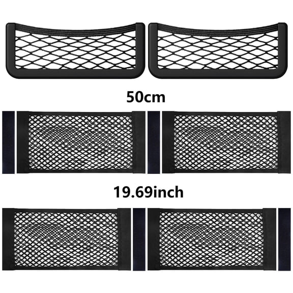 GROBRO7 8Pcs 50cm RV Storage Net Pocket Set Black Polyester Organizer Pouch for Car Wall Home